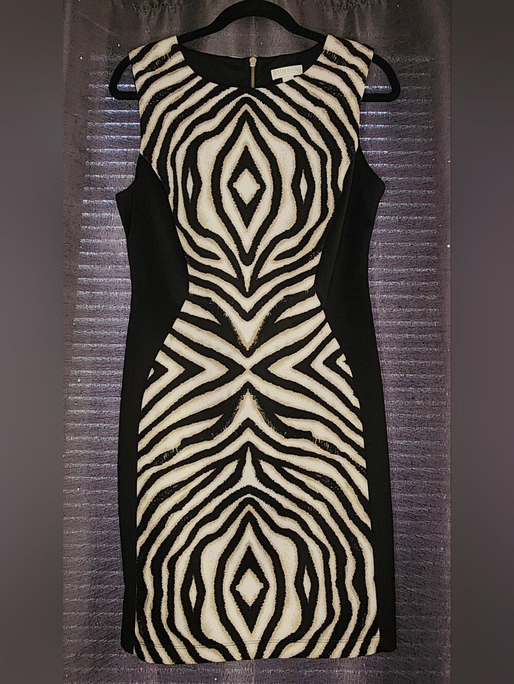 Bisou Bisou Black and White Zebra-Stripe Midi Dress